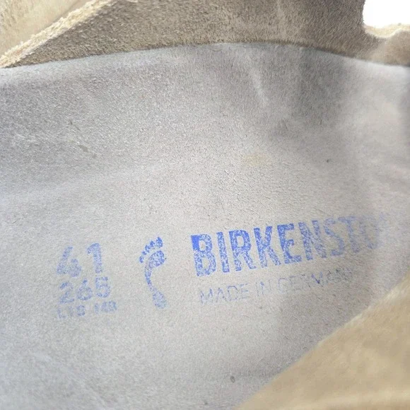 Birkenstock Sandals Size 41 Womens 10 N Arizona Latte Beige Leather Slip On Soft - Picture 7 of 14